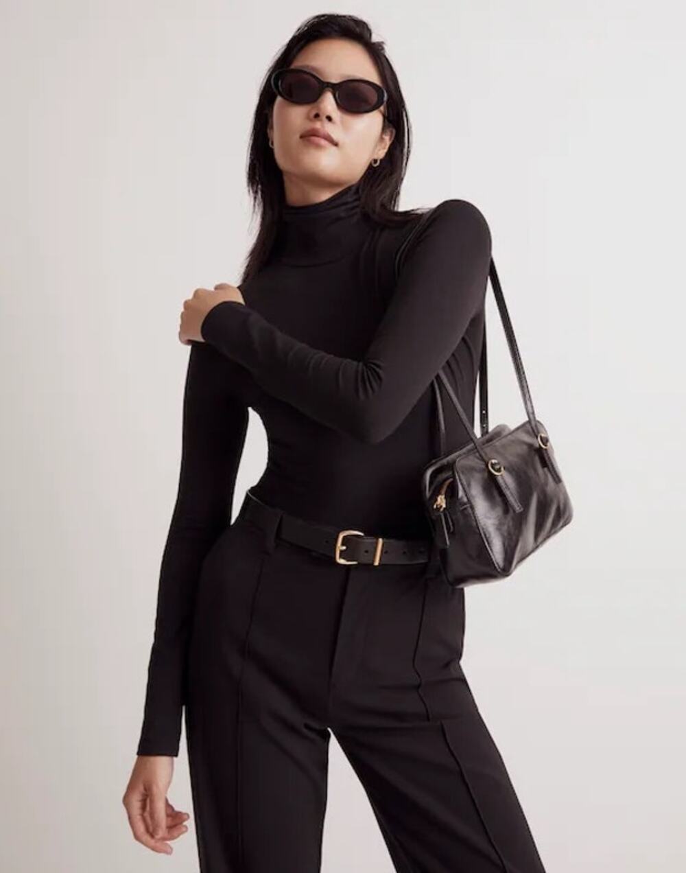 Madewell Turtleneck Thong Bodysuit in True Black Size XS